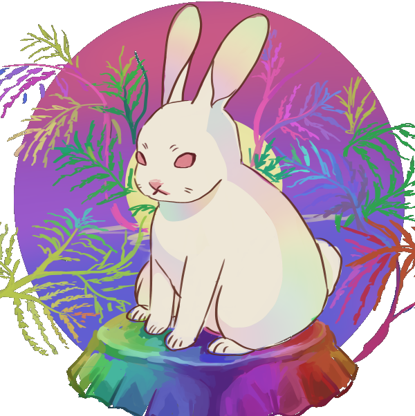 Bottlecap Rabbit Games icon — an opalescent rabbit seated on an iridescent bottlecap, surrounded by colorful ferns